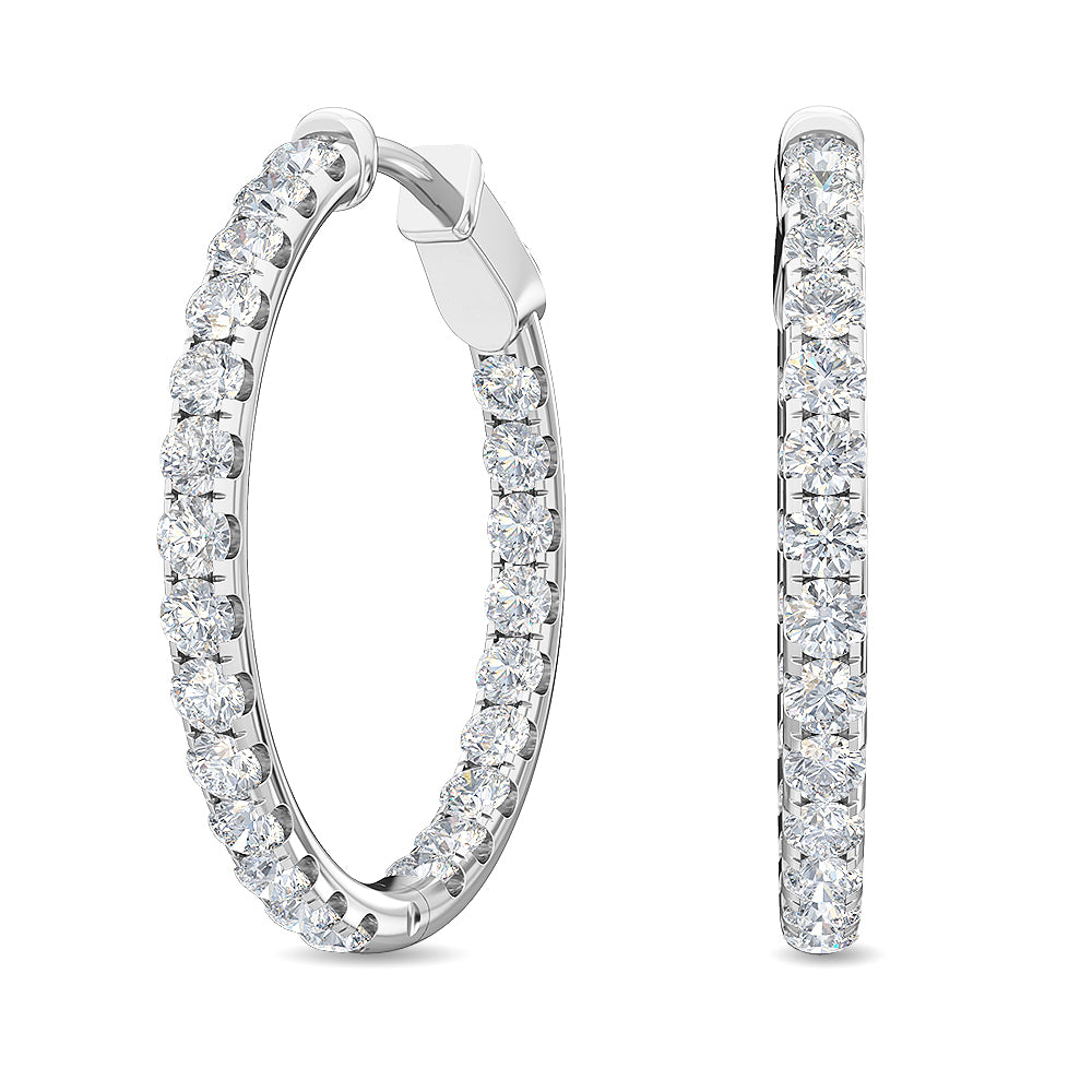 Round Cut Lab Grown Diamond Hoops Earrings