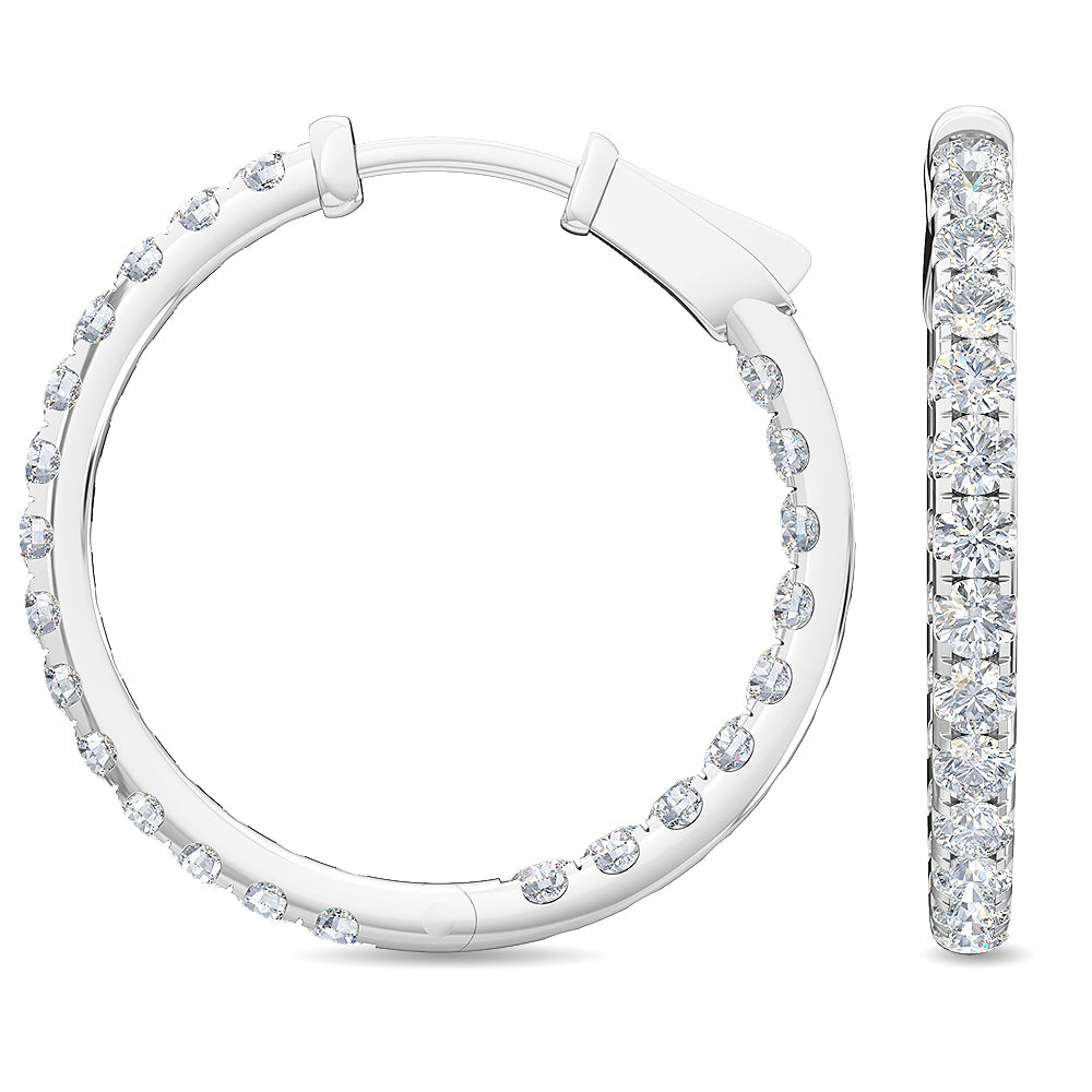 Round Cut Lab Grown Diamond Hoops Earrings